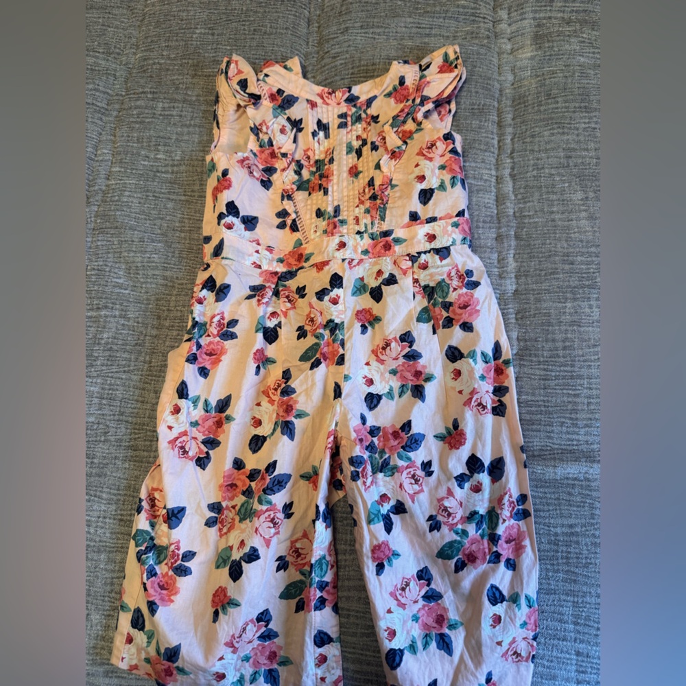 Janie and Jack Floral Romper with Pink and Green
